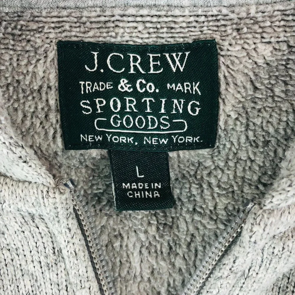 J. Crew Gray Zip Up Fleece Hoodie Size Large